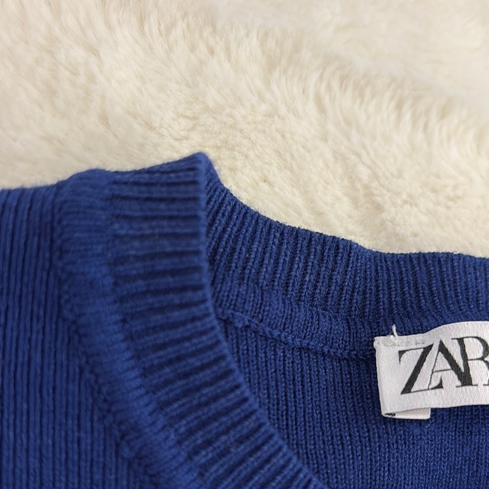 Zara deep Blue Long Sleeve Crop Top - Picture 5 of 8
